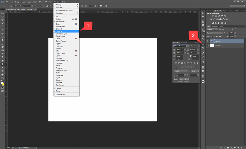 تایپ اعداد فارسی در فتوشاپ