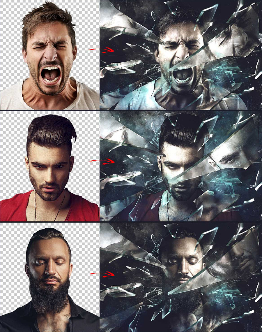 آموزش ایجاد تصاویر هیجان انگیز با افکت شیشه شکسته در فتوشاپ افکت شیشه فتوشاپ