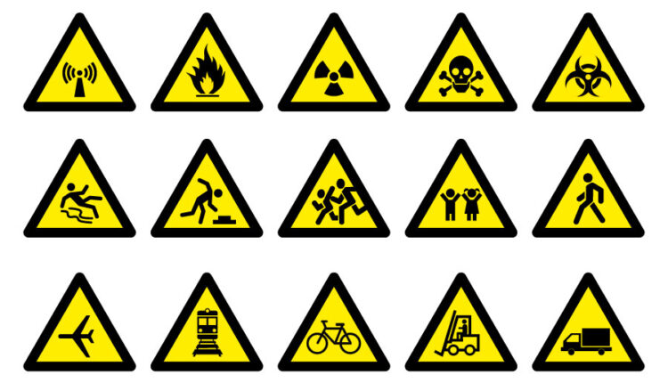 وکتور علائم هشدار دهنده زرد