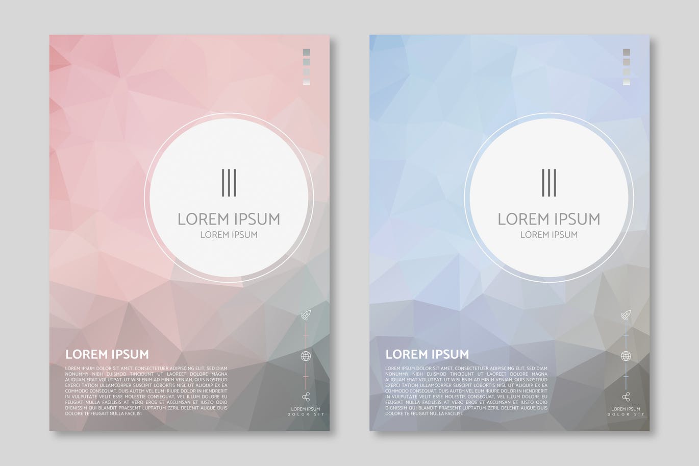 قالب آماده پوستر چند وجهی Pastel Polygon Poster Vectors Set قالب آماده پوستر چند وجهی