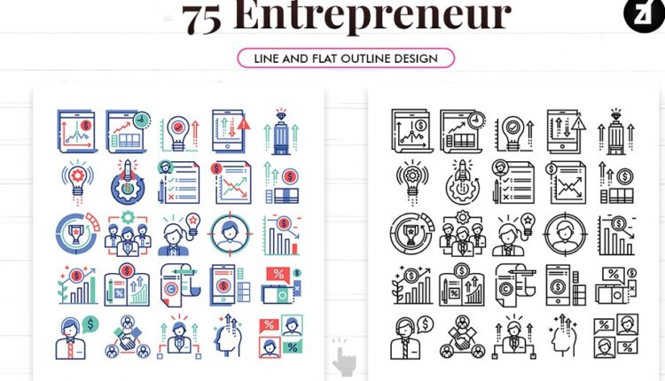 75 آیکن کارآفرینی خطی