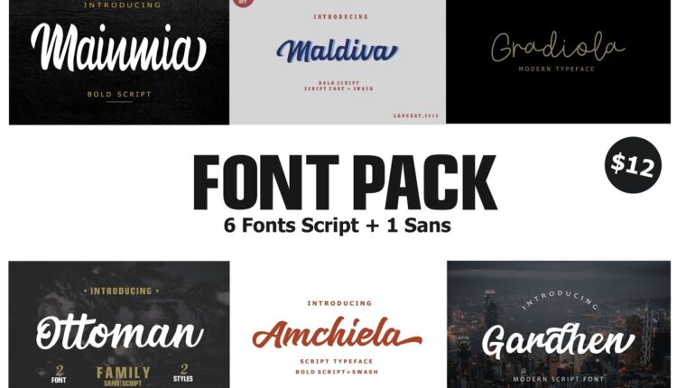 بسته 6 تایی فونت جذاب انگلیسی