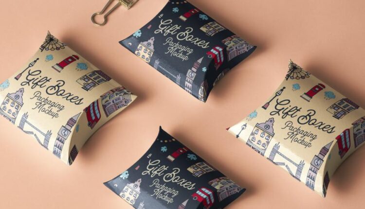 موکاپ جعبه هدیه بالشتی