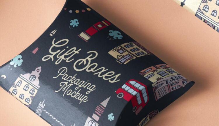 موکاپ جعبه هدیه بالشتی