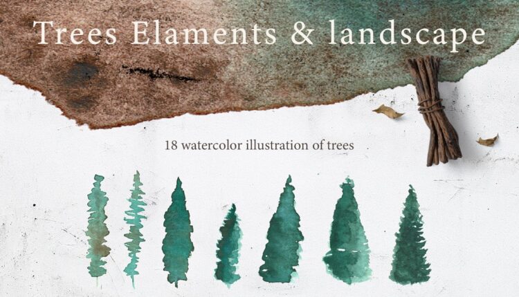 تصاویر PNG آبرنگی جنگل