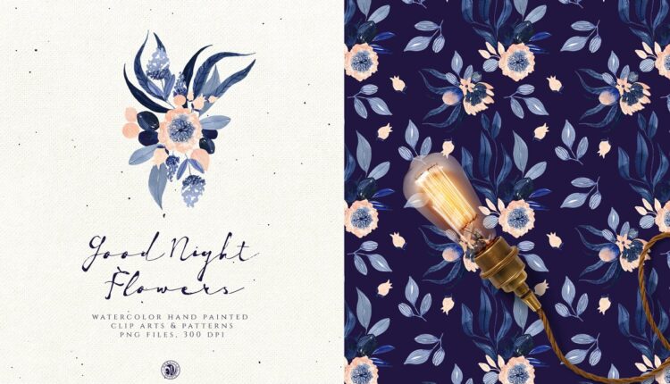 تصاویر PNG گل های آبرنگی با تم بنفش