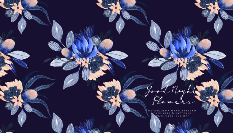 تصاویر PNG گل های آبرنگی با تم بنفش