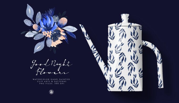 تصاویر PNG گل های آبرنگی با تم بنفش