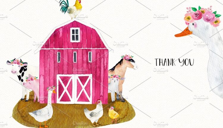 تصاویر PNG آبرنگی مزرعه