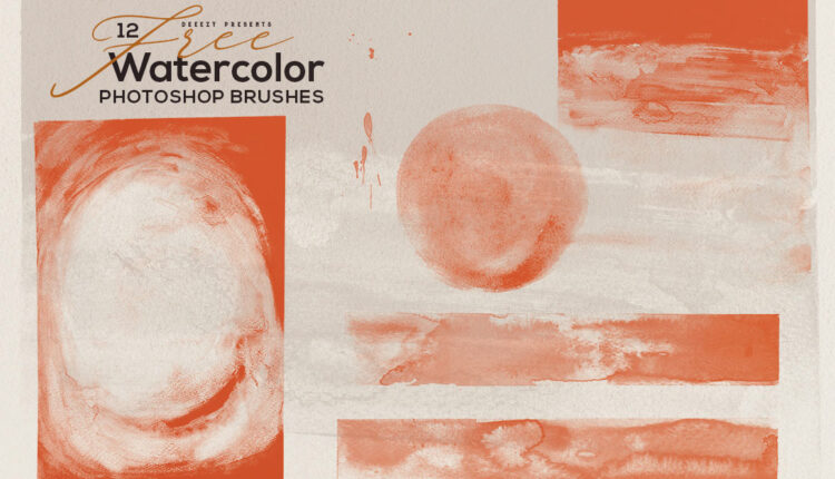12 براش آبرنگی شفاف   Watercolor Photoshop Brushes