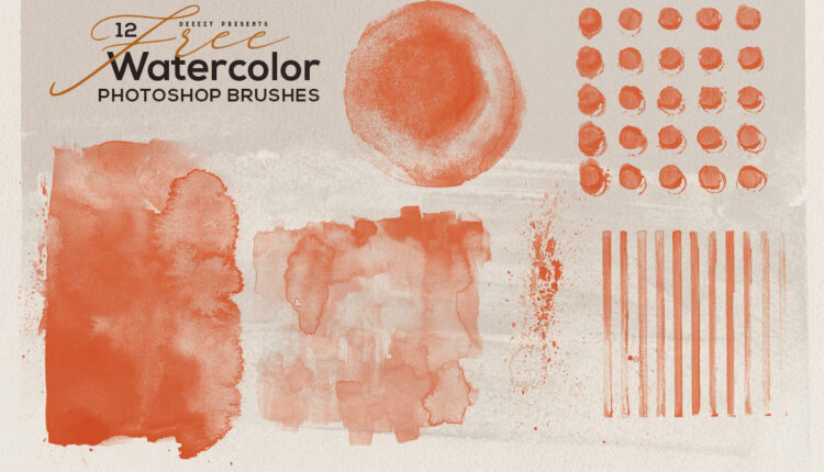 12 براش آبرنگی شفاف   Watercolor Photoshop Brushes