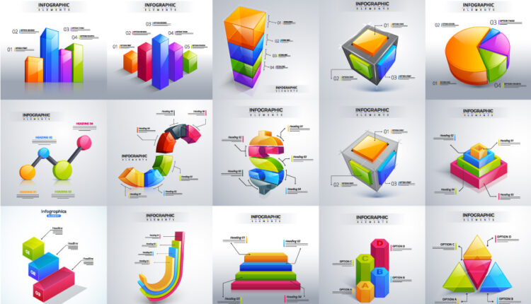 اینفوگرافیک سه بعدی به صورت وکتور