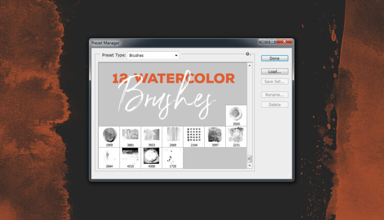 12 براش آبرنگی شفاف   Watercolor Photoshop Brushes