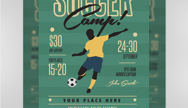 فایل لایه باز تراکت و پوستر فوتبال   Soccer PSD Flyer