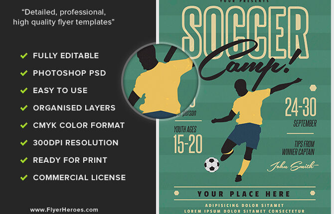 فایل لایه باز تراکت و پوستر فوتبال   Soccer PSD Flyer