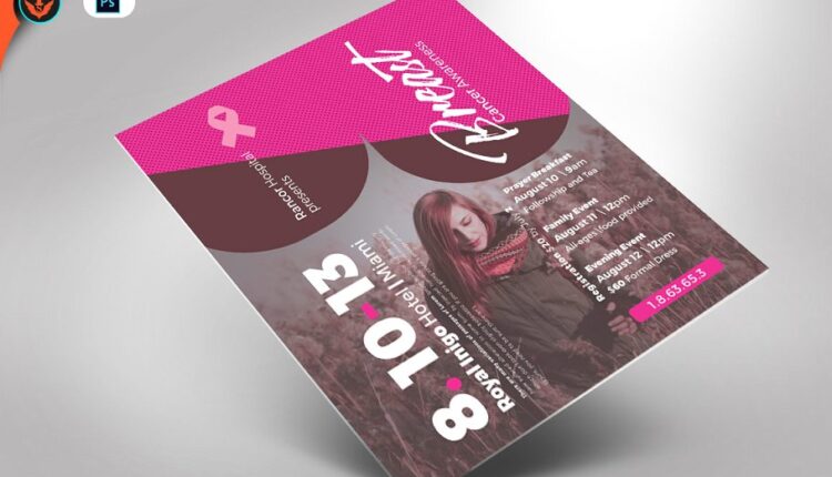 فایل لایه باز پوستر سرطان سینه   Breast Cancer Awareness Flyer