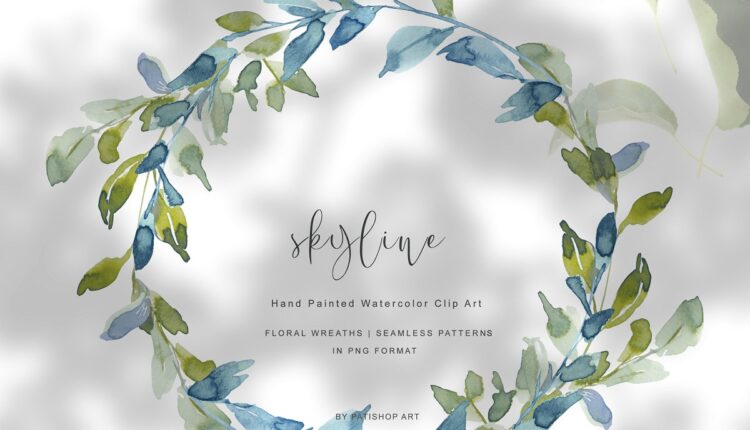 تصاویر پی ان جی گل آبرنگی   Watercolor Floral Wreath Set