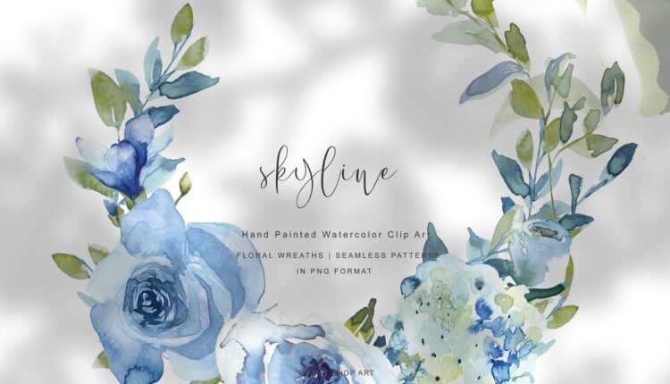 تصاویر پی ان جی گل آبرنگی   Watercolor Floral Wreath Set