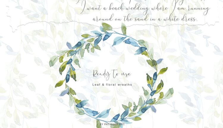 تصاویر پی ان جی گل آبرنگی   Watercolor Floral Wreath Set