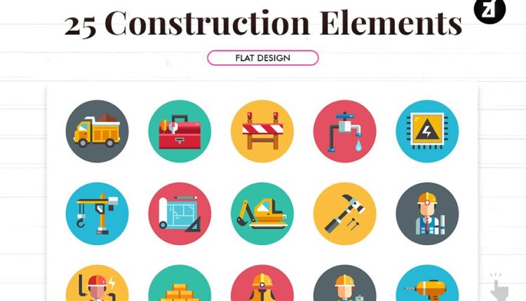 دانلود 25 آیکن ساخت و ساز   Construction elements