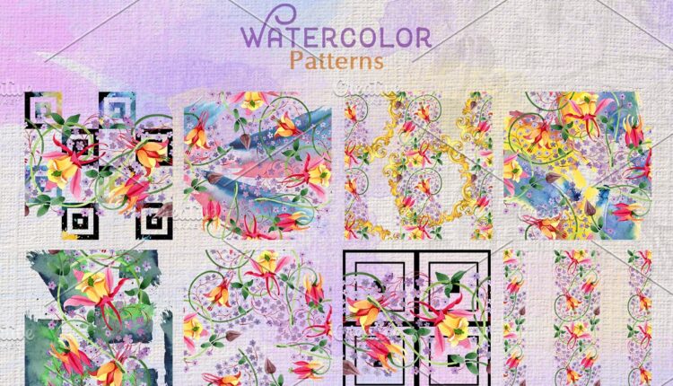 تصاویر پی ان جی گل های بنفش  Ornament Violet Watercolor PNG