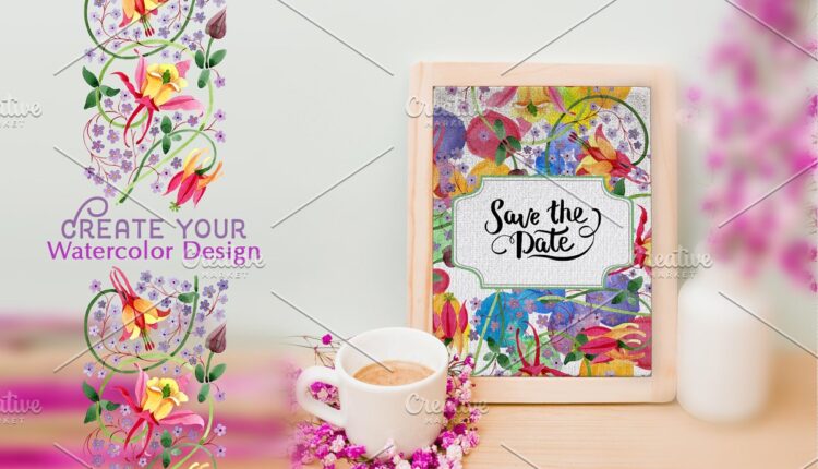 تصاویر پی ان جی گل های بنفش  Ornament Violet Watercolor PNG