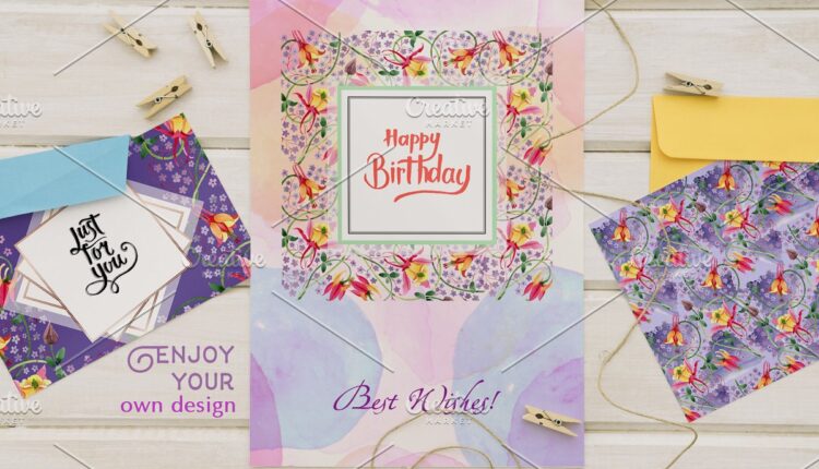 تصاویر پی ان جی گل های بنفش  Ornament Violet Watercolor PNG