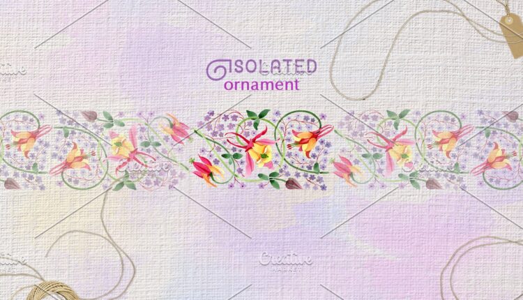 تصاویر پی ان جی گل های بنفش  Ornament Violet Watercolor PNG
