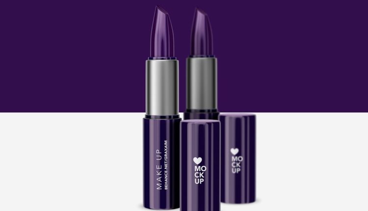 موکاپ بسته بندی رژ   Cosmetics Lipstick Mockup