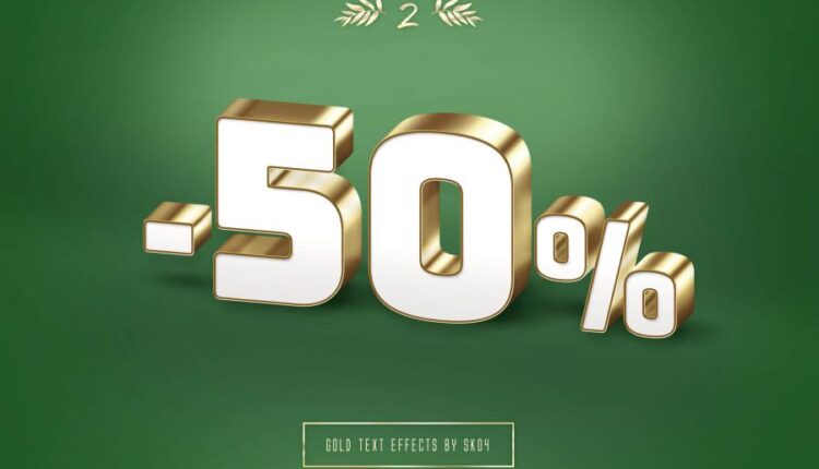 استایل سه بعدی نوشته   3D Gold Text Effects