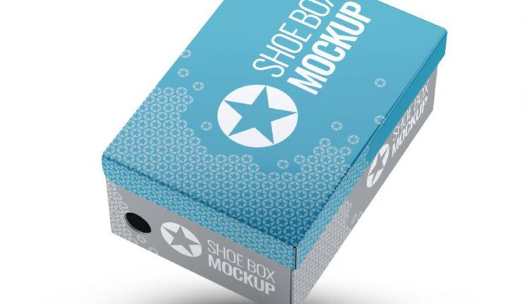 موکاپ زاویه های مختلف جعبه کفش   Shoe Box Mockups