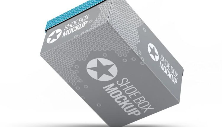موکاپ زاویه های مختلف جعبه کفش   Shoe Box Mockups