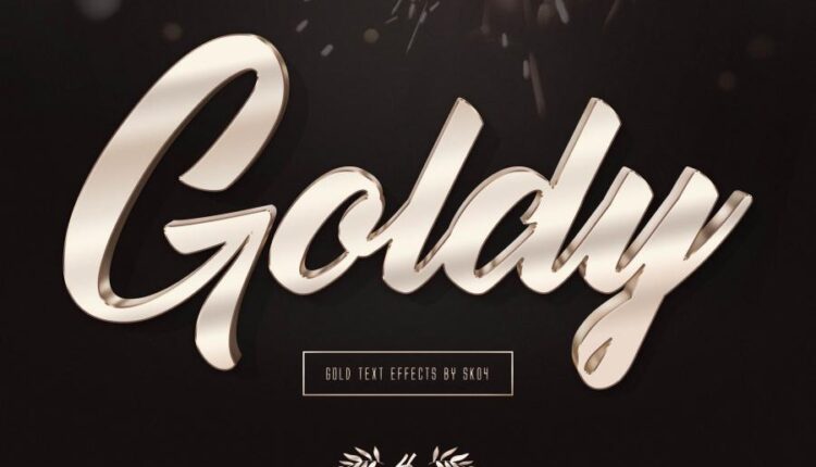 استایل سه بعدی نوشته   3D Gold Text Effects