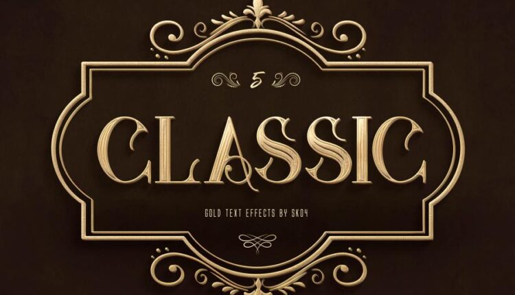 استایل سه بعدی نوشته   3D Gold Text Effects