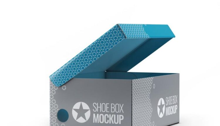موکاپ زاویه های مختلف جعبه کفش   Shoe Box Mockups