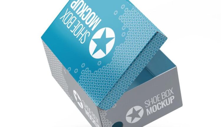موکاپ زاویه های مختلف جعبه کفش   Shoe Box Mockups