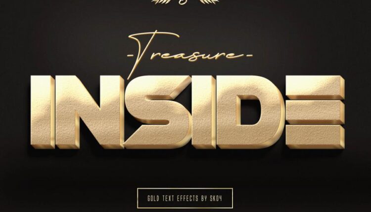 استایل سه بعدی نوشته   3D Gold Text Effects