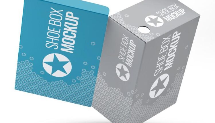 موکاپ زاویه های مختلف جعبه کفش   Shoe Box Mockups
