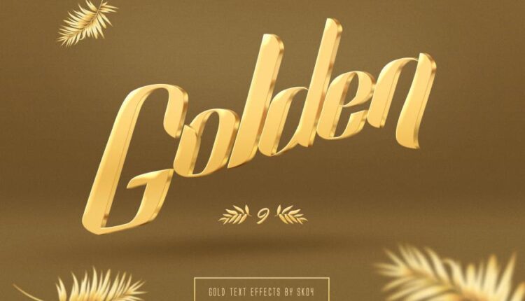 استایل سه بعدی نوشته   3D Gold Text Effects