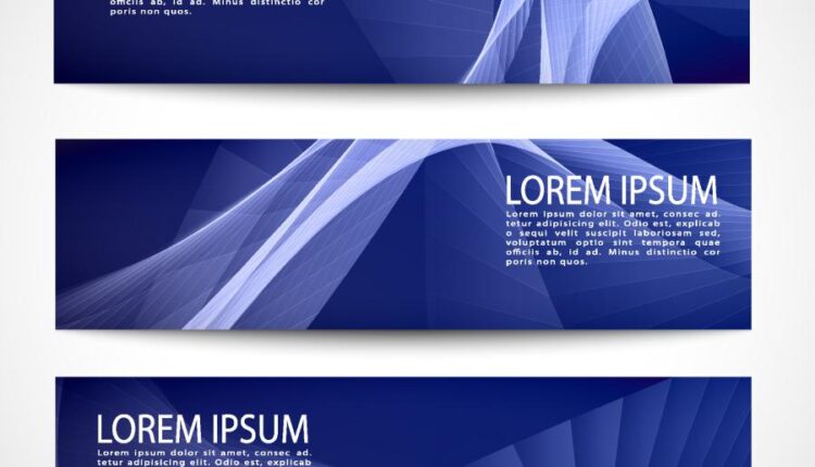 وکتور بنرهای آبی انتزاعی   Vectors Blue Waves Banners Set