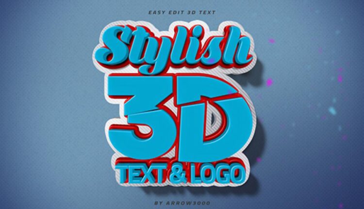 موکاپ نوشته سه بعدی   3D Text Logo Mockup