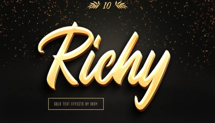 استایل سه بعدی نوشته   3D Gold Text Effects