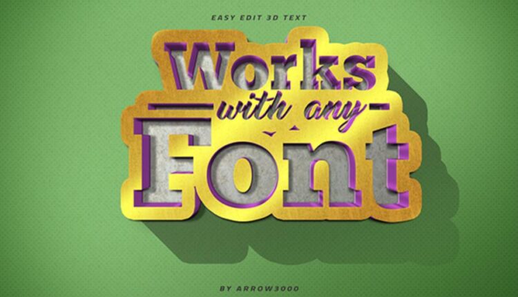 موکاپ نوشته سه بعدی   3D Text Logo Mockup