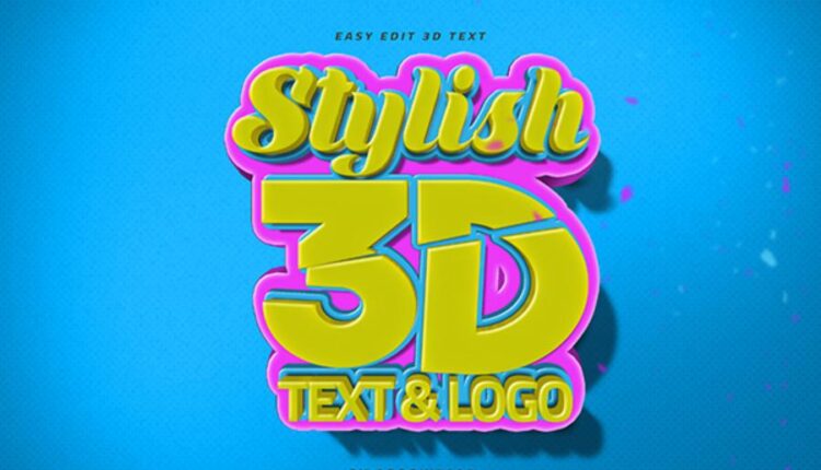 موکاپ نوشته سه بعدی   3D Text Logo Mockup