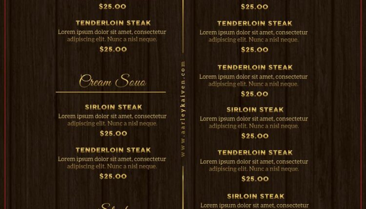 فایل لایه باز منوی رستوران