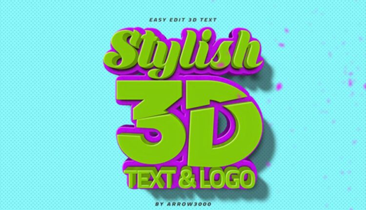 موکاپ نوشته سه بعدی   3D Text Logo Mockup