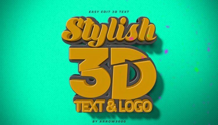 موکاپ نوشته سه بعدی   3D Text Logo Mockup