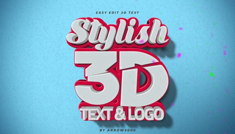 موکاپ نوشته سه بعدی   3D Text Logo Mockup