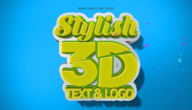 موکاپ نوشته سه بعدی   3D Text Logo Mockup