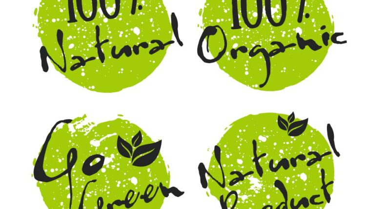 وکتور لیبل محیط زیست و زندگی سالم   Ecology label healthy lifestyle